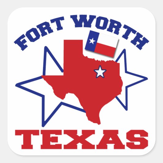 Fort Worth, Texas Vierkante Sticker (Voorkant)