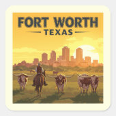  Fort Worth, Texas Vierkante Sticker (Voorkant)