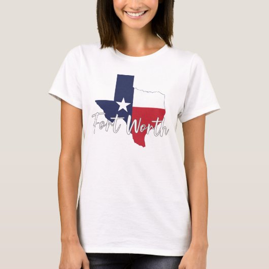 Fort Worth, Texas Vlag Kaart Dames Wit T-shirt (Voorkant)
