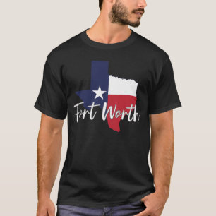 Fort Worth, Texas Vlaggenkaart Mannen T-shirt