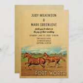 Fort Worth Texas Wedding Invitation Horses Kaart (Voorkant / Achterkant)