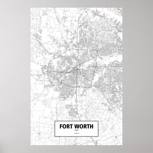 Fort Worth, Texas (zwart op wit) Poster (Voorkant)