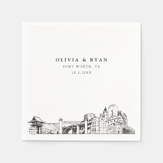 Fort Worth Trouwpapier Cocktail servet (Voorkant)
