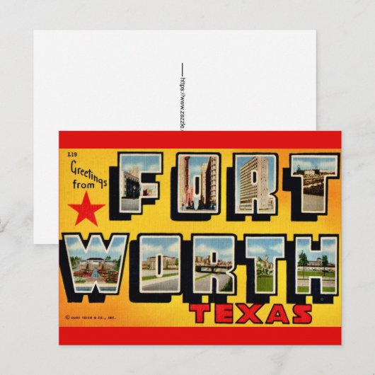 Fort Worth TX ansichtkaart Briefkaart (Voorkant / Achterkant)