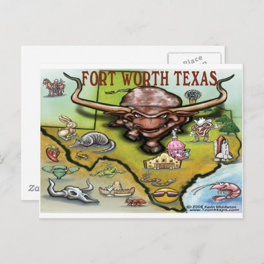 Fort Worth TX Briefkaart (Voorkant / Achterkant)