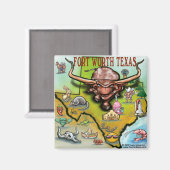 Fort Worth TX Magneet (Voorkant / Achterkant)