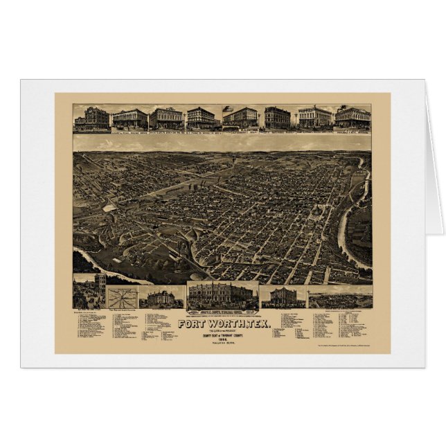 Fort Worth, TX Panoramic Map - 1886 (Voorkant Horizontaal)