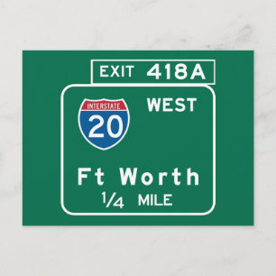Fort Worth, TX Road Sign Briefkaart