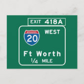 Fort Worth, TX Road Sign Briefkaart (Voorkant)