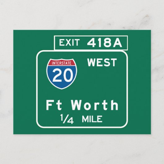 Fort Worth, TX Road Sign Briefkaart (Voorkant)