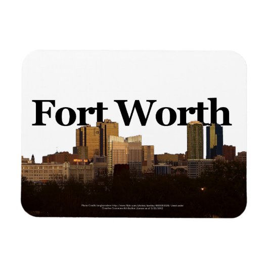 Fort Worth TX Skyline met Fort Worth in de lucht Magneet (Horizontaal)