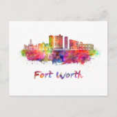 Fort Worth V2 skyline in waterverf Briefkaart (Voorkant)