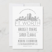 Fort Worth Wedding | Gestileerde Skyline uitnodigi Kaart (Voorkant)