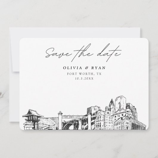 Fort Worth Wedding Skyline De datum opslaan Kaart (Voorkant)