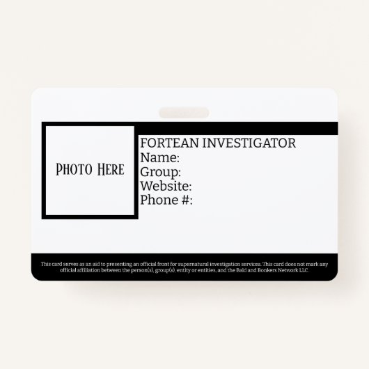  Fortean Investigator ID Badge (Voorkant)