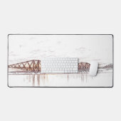 Forth Bridge Schotland Minimalistische Schets Bureaumat (Keyboard & Muis)