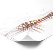 Forth Bridge Schotland Minimalistische Schets Foto Afdruk (Hoek)