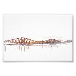 Forth Bridge Schotland Minimalistische Schets Foto Afdruk
