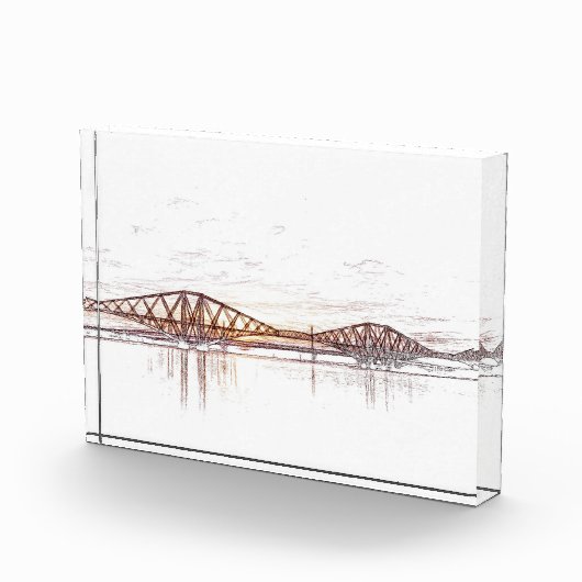 Forth Bridge Schotland Minimalistische Schets Fotoblokken (Rechts)