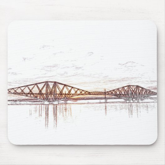 Forth Bridge Schotland Minimalistische Schets Muismat (Voorkant)