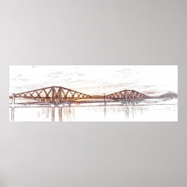 Forth Bridge Schotland Minimalistische Schets Poster
