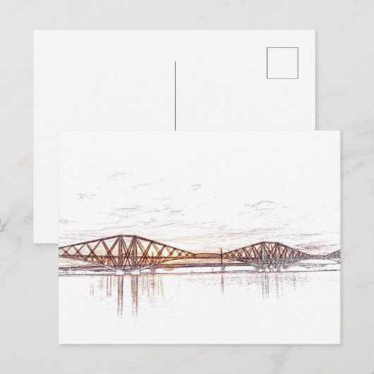 Forth Bridge Scotland Minimalist Sketch Briefkaart (Voorkant / Achterkant)
