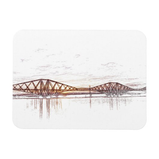 Forth Bridge Scotland Minimalist Sketch Magneet (Horizontaal)