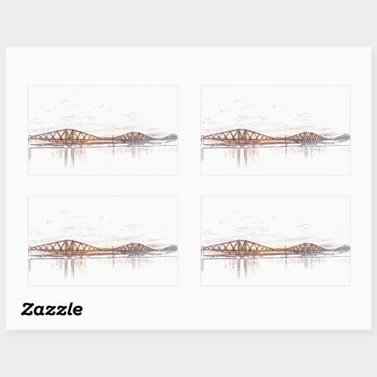 Forth Bridge Scotland Minimalist Sketch Rechthoekige Sticker (Vel)