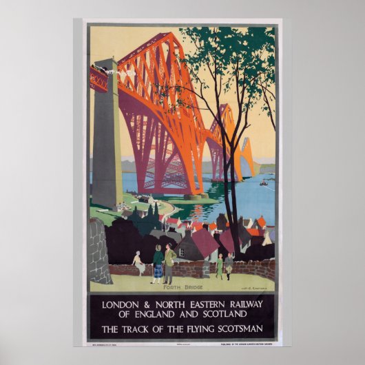 Forth Bridge Scotland Railroad Travel Art Poster (Voorkant)
