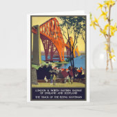 Forth Bridge - Vintage Travel Poster Art Kaart (Gele Bloem)
