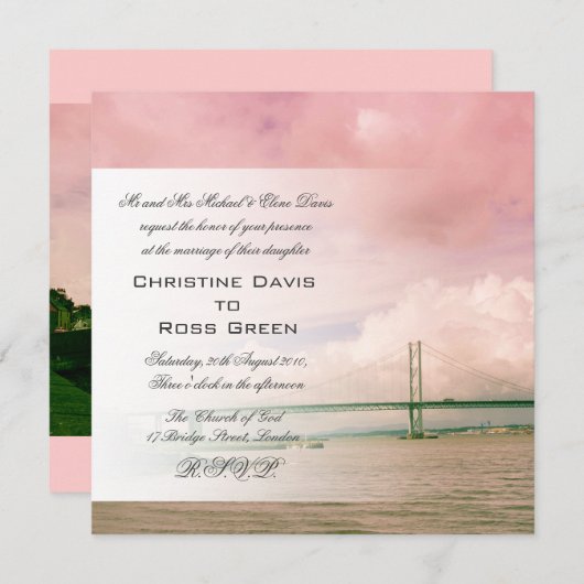 Forth Road Bridge, Edinburgh trouwuitnodiging Kaart (Voorkant / Achterkant)