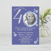 Fortieth Water Bubbles Birthday Party Invitation Kaart (Staand voorkant)