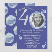Fortieth Water Bubbles Birthday Party Invitation Kaart (Voorkant / Achterkant)