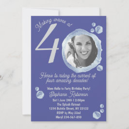 Fortieth Water Bubbles Birthday Party Invitation Kaart