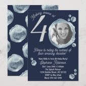 Fortieth Water Bubbles Birthday Party Invitation Kaart (Voorkant / Achterkant)