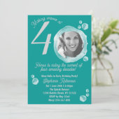 Fortieth Water Bubbles Birthday Party Invitation Kaart (Staand voorkant)