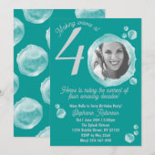 Fortieth Water Bubbles Birthday Party Invitation Kaart (Voorkant / Achterkant)