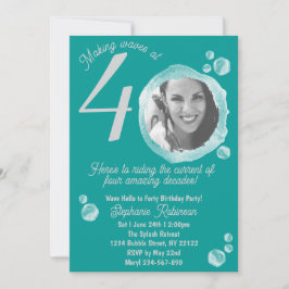 Fortieth Water Bubbles Birthday Party Invitation Kaart