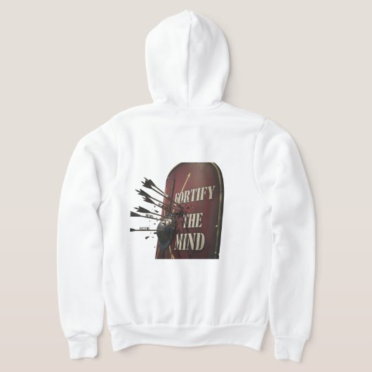 Fortify The Mind | Stoic Roman Shield Motivational Hoodie (Laag Achter)