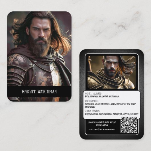 Fortitude Cosplay Karakter Trading Kaarten QR Code Visitekaartje (Voorkant / Achterkant)