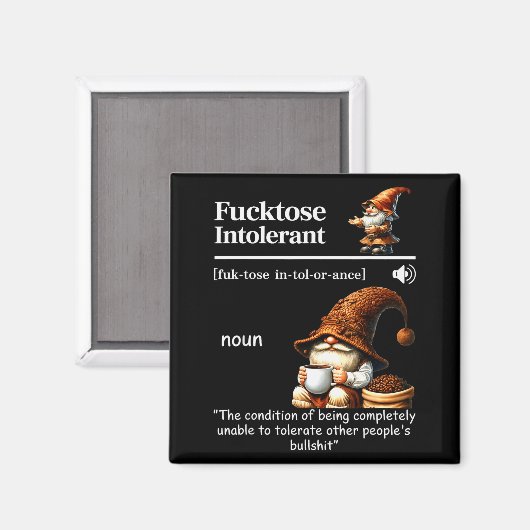 Fortose Intolerant Definition Funny Gnome Coffee  Magneet (Voorkant / Achterkant)