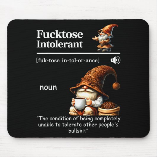 Fortose Intolerant Definition Funny Gnome Coffee  Muismat (Voorkant)