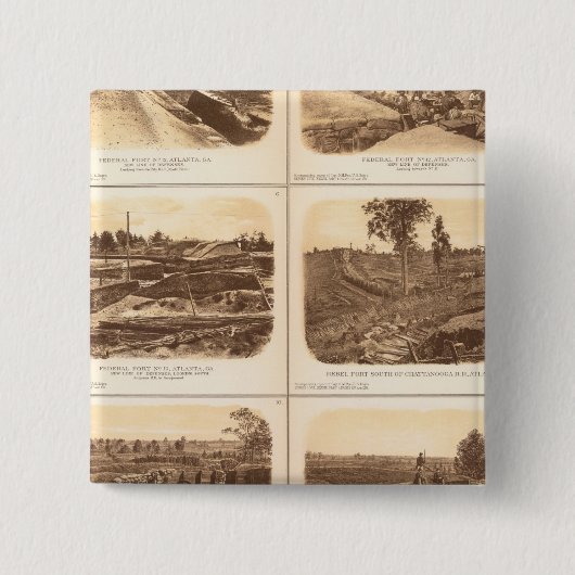 Forts, batterijen, Atlanta, Ga Vierkante Button 5,1 Cm (Voorkant)