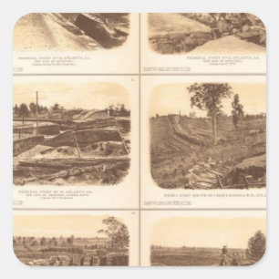 Forts, batterijen, Atlanta, Ga Vierkante Sticker