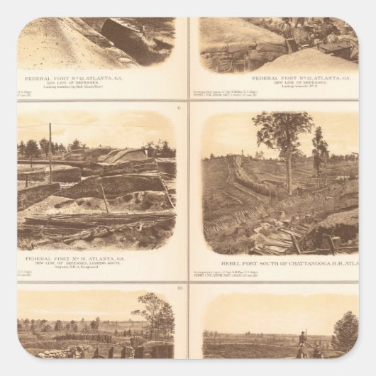 Forts, batterijen, Atlanta, Ga Vierkante Sticker (Voorkant)