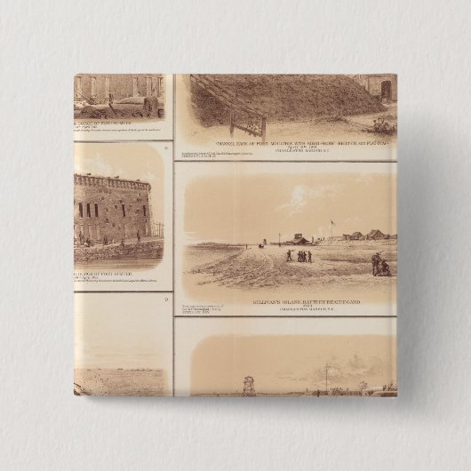 Forts Sumter & Moultrie, Sullivan's Island Vierkante Button 5,1 Cm (Voorkant)