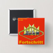 Fortschritt DDR Design Vierkante Button 5,1 Cm (Voorkant /achterkant)