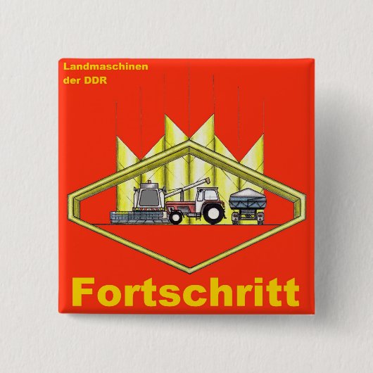 Fortschritt DDR Design Vierkante Button 5,1 Cm (Voorkant)