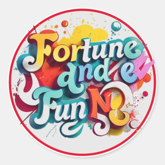 "Fortuin en plezier" Ronde Sticker (Voorkant)