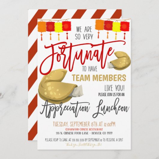 Fortune Cookie Appreciation Invitation Kaart (Voorkant / Achterkant)